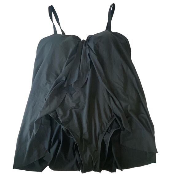 Lauren Ralph Lauren Bandeau Flyaway One-Piece Swimsuit black, 20W - Picture 1 of 11